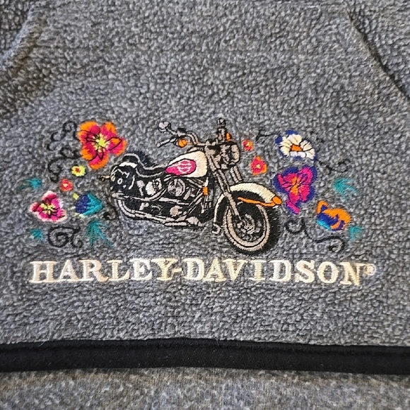 Harley-Davidson Pink and Gray Fleece Hoodie High Collar 18 Mos - Picture 2 of 5